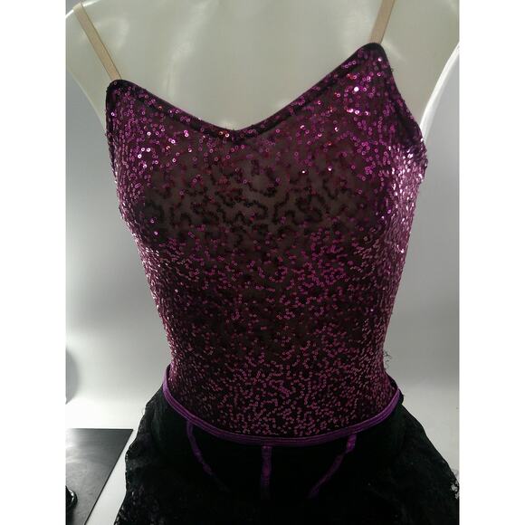 Dance Costume Small Adult Purple Curtain Call J4702 Jazz Tap Ballet Sequin Lace - Picture 2 of 6